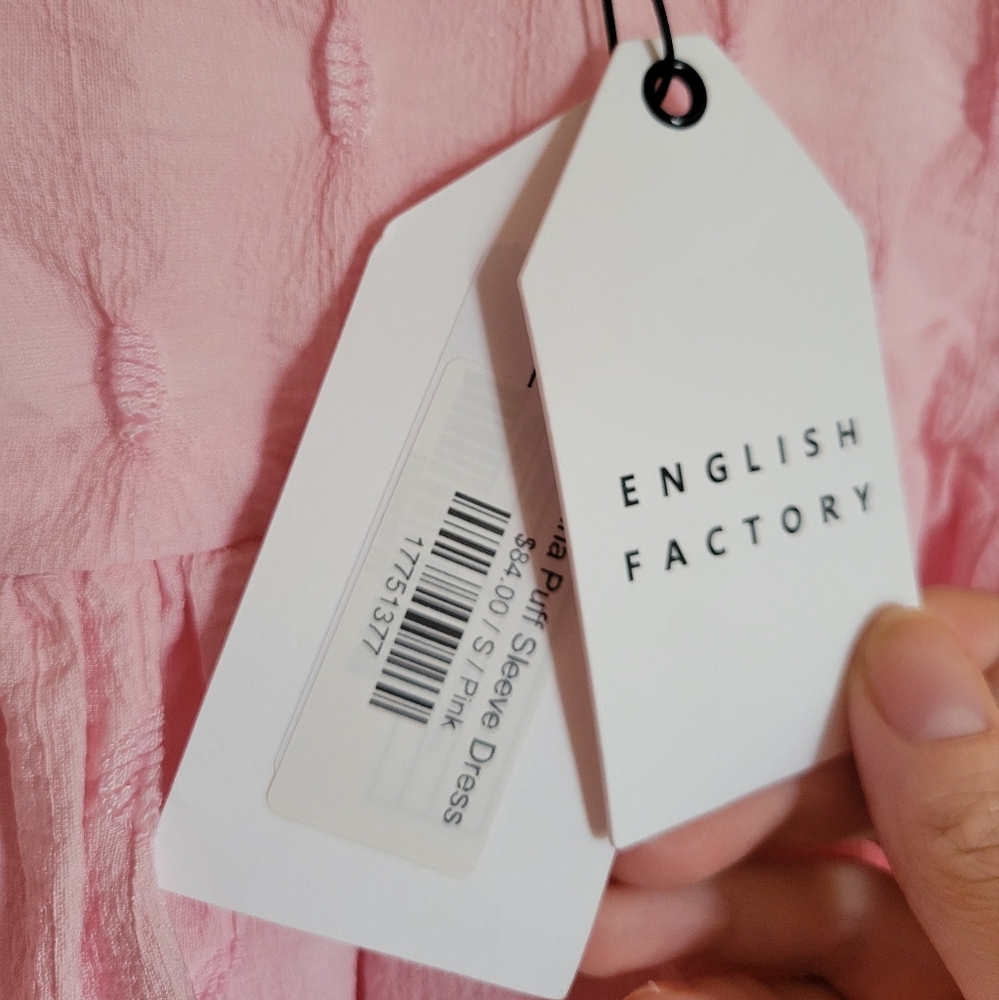 English Factory Pink Textured Balloon Mini Dress - Picture 9 of 15